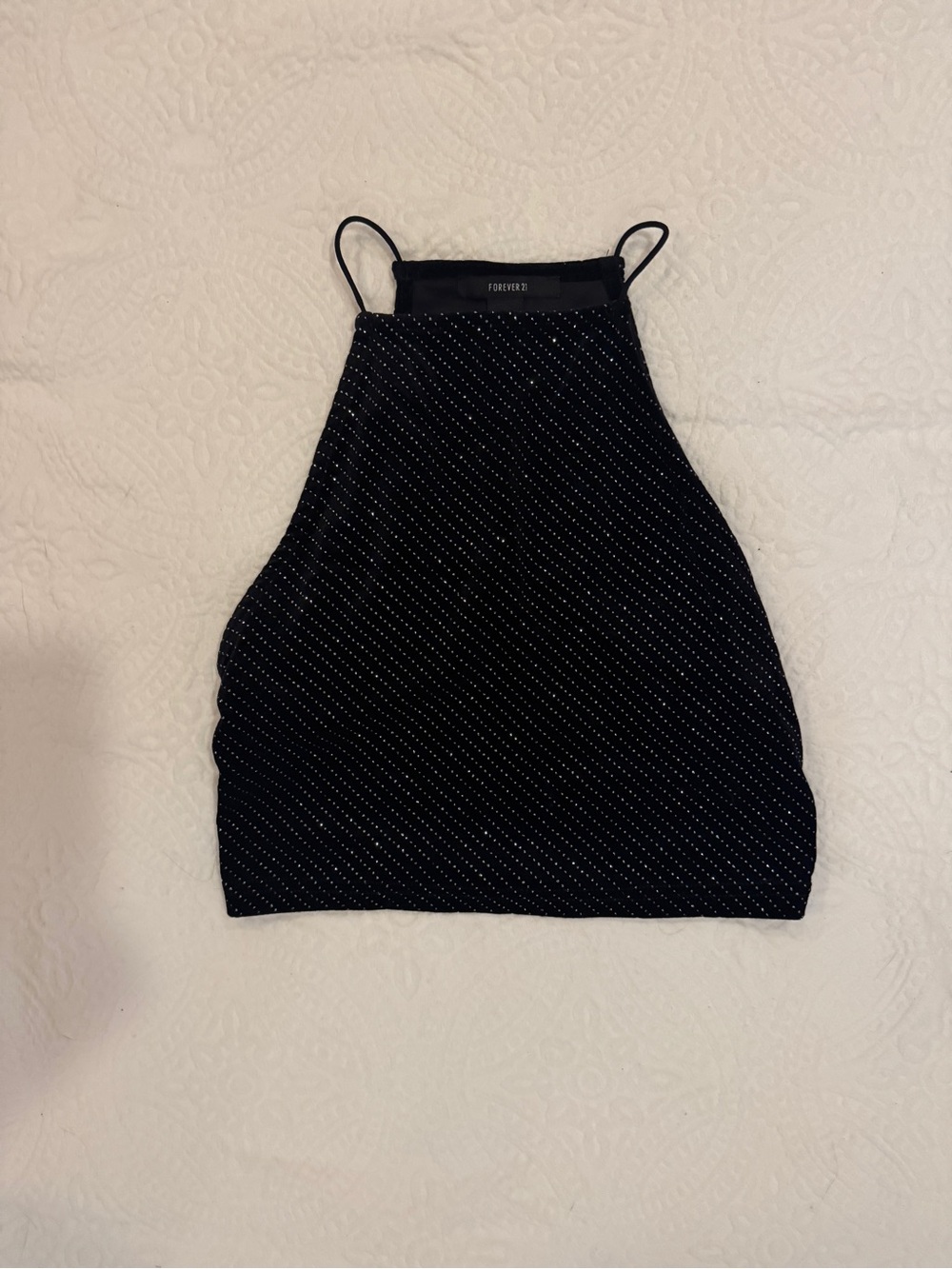 Forever 21 Small Black Sparkly Crop Top